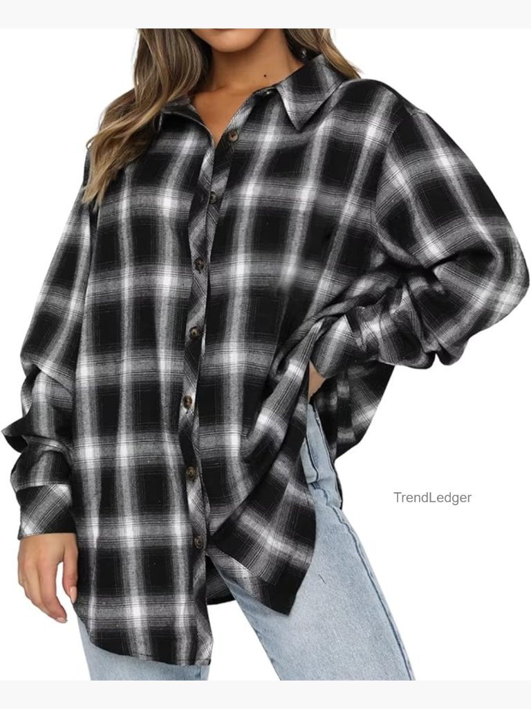 Buffalo Plaid Flannel Button Down Shirt Long Sleeve Relaxed Fit With Chest
